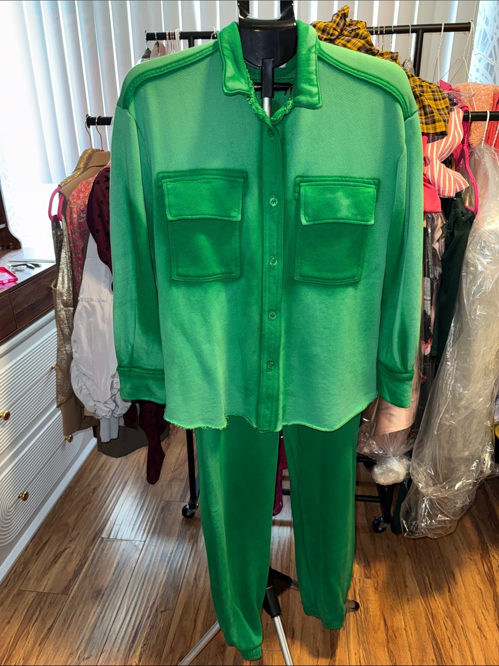 Cotton Citizen Green Button-Front Two-Piece Set